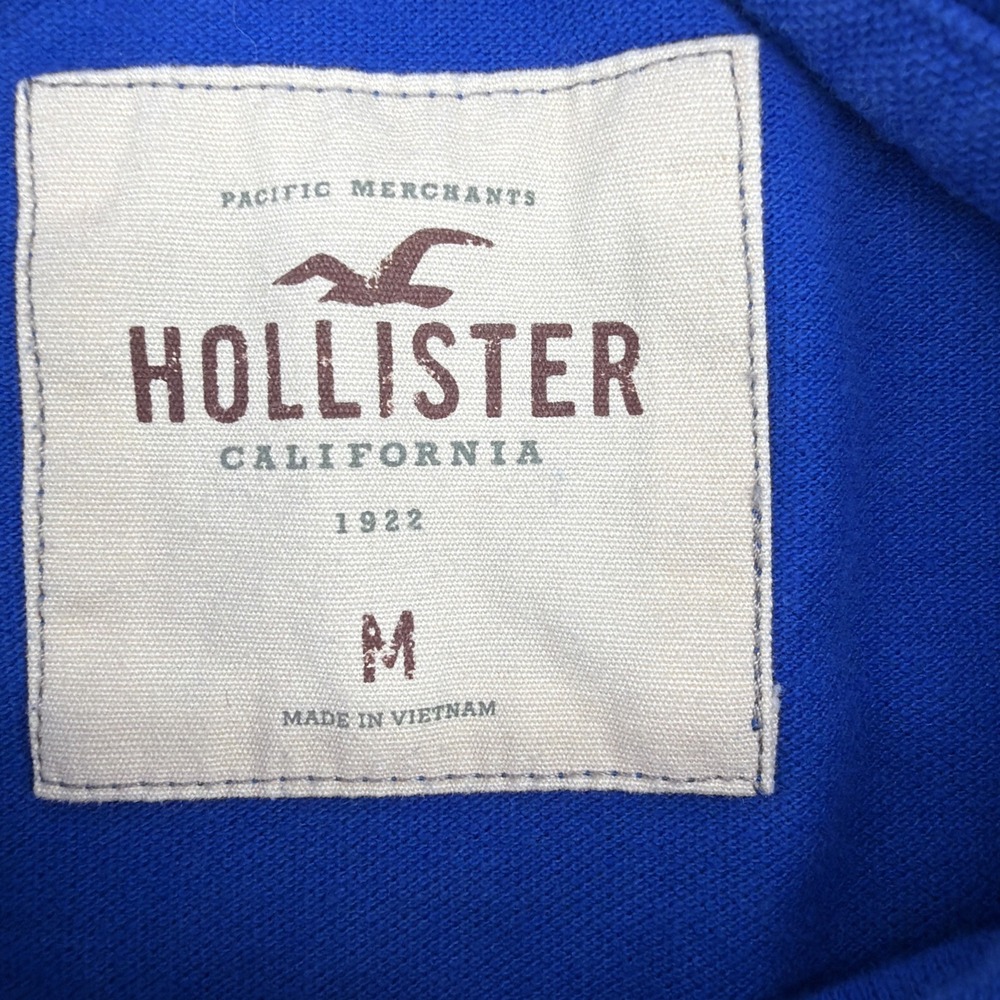 Hollister Polo Shirt Women's Medium Blue Logo Short Sleeve Stretch Casual - Picture 4 of 8